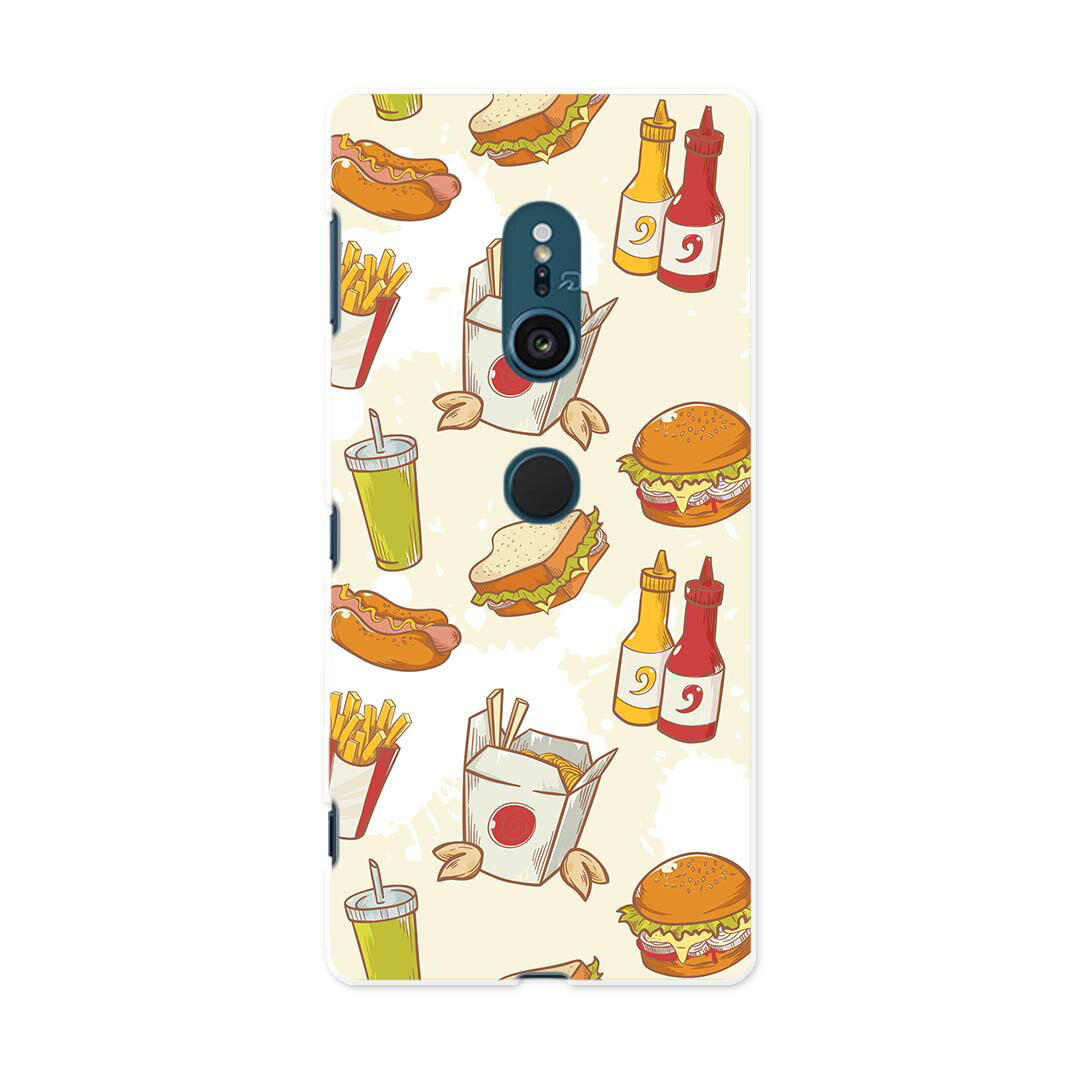 SOV37 Xperia XZ2 エクスペリア エックスゼットツー au エーユー スマホ カバー スマホケース スマホカバー TPU ソフトケース 012969 ハンバーガー ポテト 食べ物