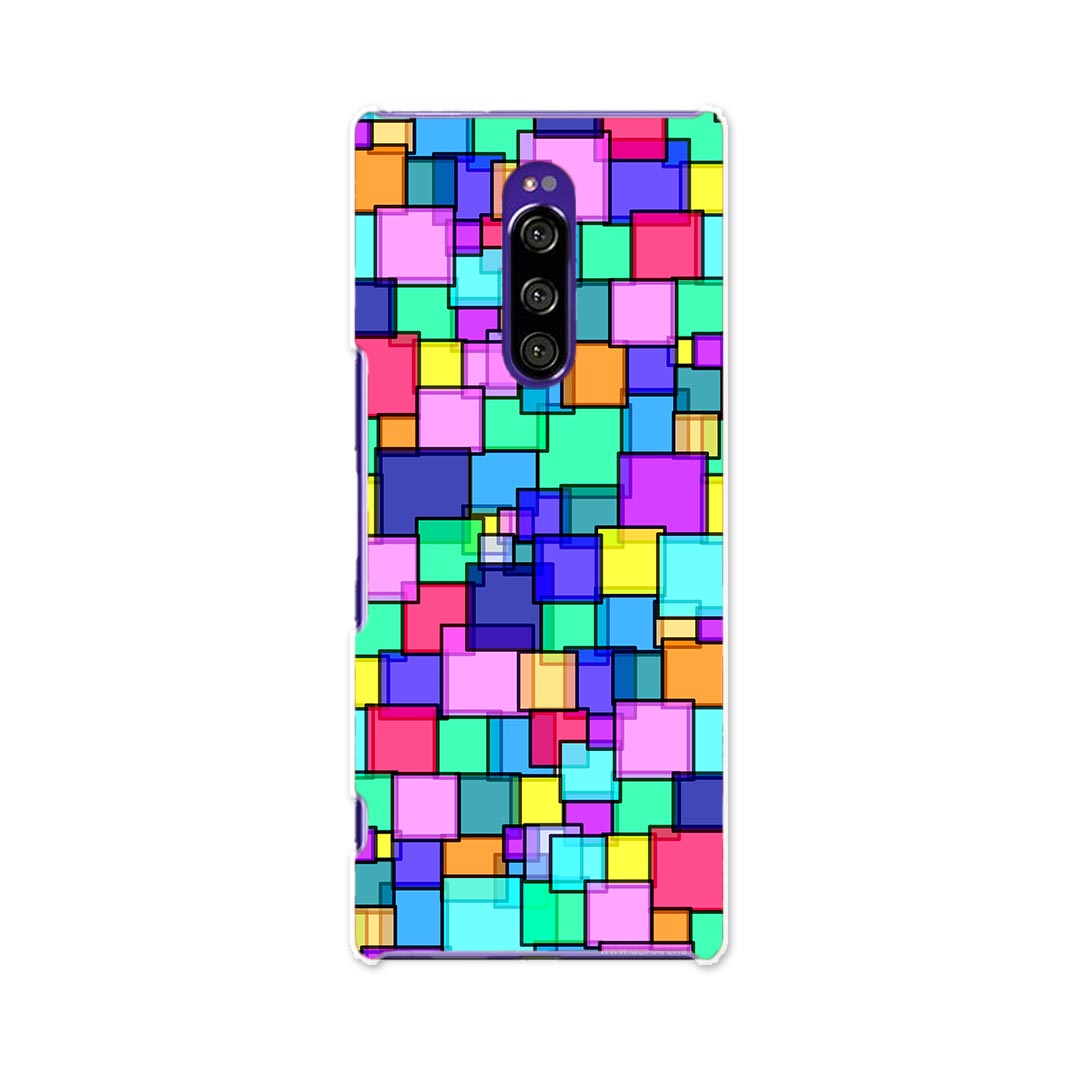 802SO Xperia 1 エクスペリア ワン softbank ソフトバンク 802so スマホ カバー ケース スマホケース スマホカバー PC ハードケース 000102 カラフル　タイル