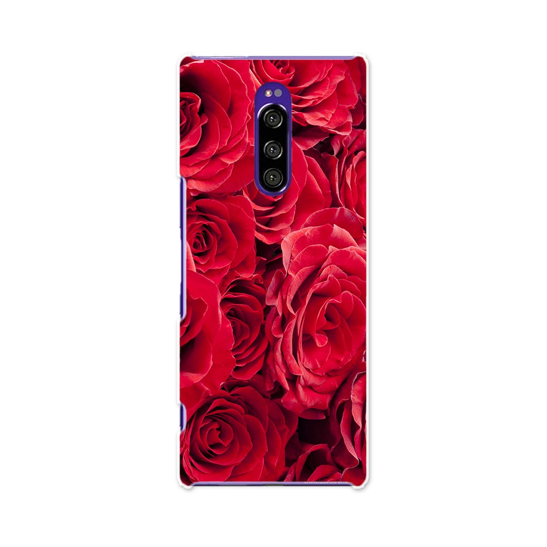 SOV40 Xperia 1 エクスペリア ワン au エーユー sov40 スマホ カバー ケース スマホケース スマホカバー TPU ソフトケース 000124 バラ　赤　花束