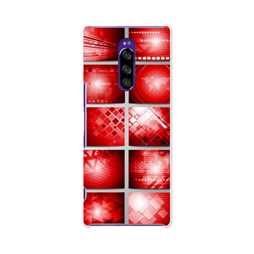 SO-03L Xperia 1 エクスペリア ワン docomo ドコモ so03l ケース スマホケース スマホカバー PC ハードケース 001003 模様　赤