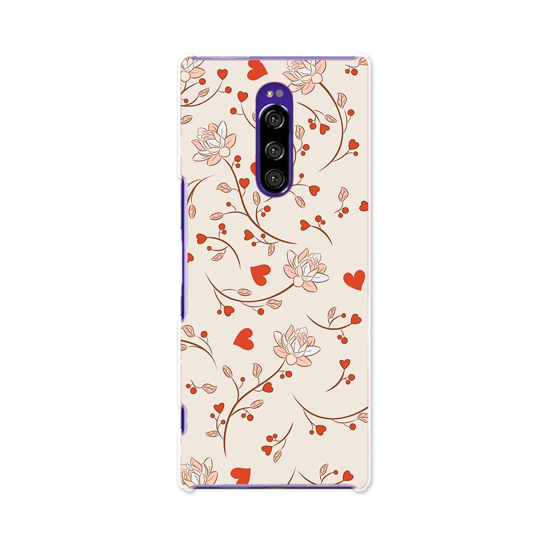 SOV40 Xperia 1 エクスペリア ワン au エーユー sov40 スマホ カバー ケース スマホケース スマホカバー TPU ソフトケース 002489 ハート　花　ピンク