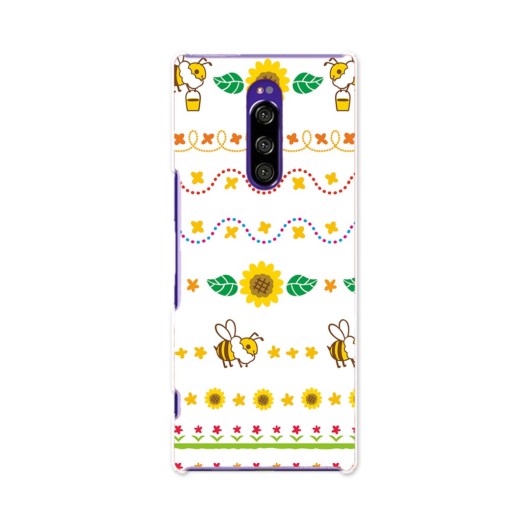SO-03L Xperia 1 エクスペリア ワン docomo ドコモ so03l スマホ カバー 全機種対応 あり ケース スマホケース スマホカバー TPU ソフトケース 002541 花　蜂　イラスト
