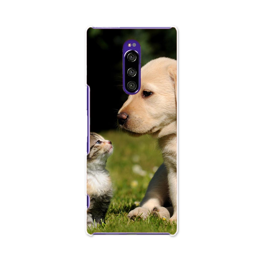 SOV40 Xperia 1 エクスペリア ワン au エーユー sov40 ケース スマホケース スマホカバー PC ハードケース 002794 犬 猫 動物 写真