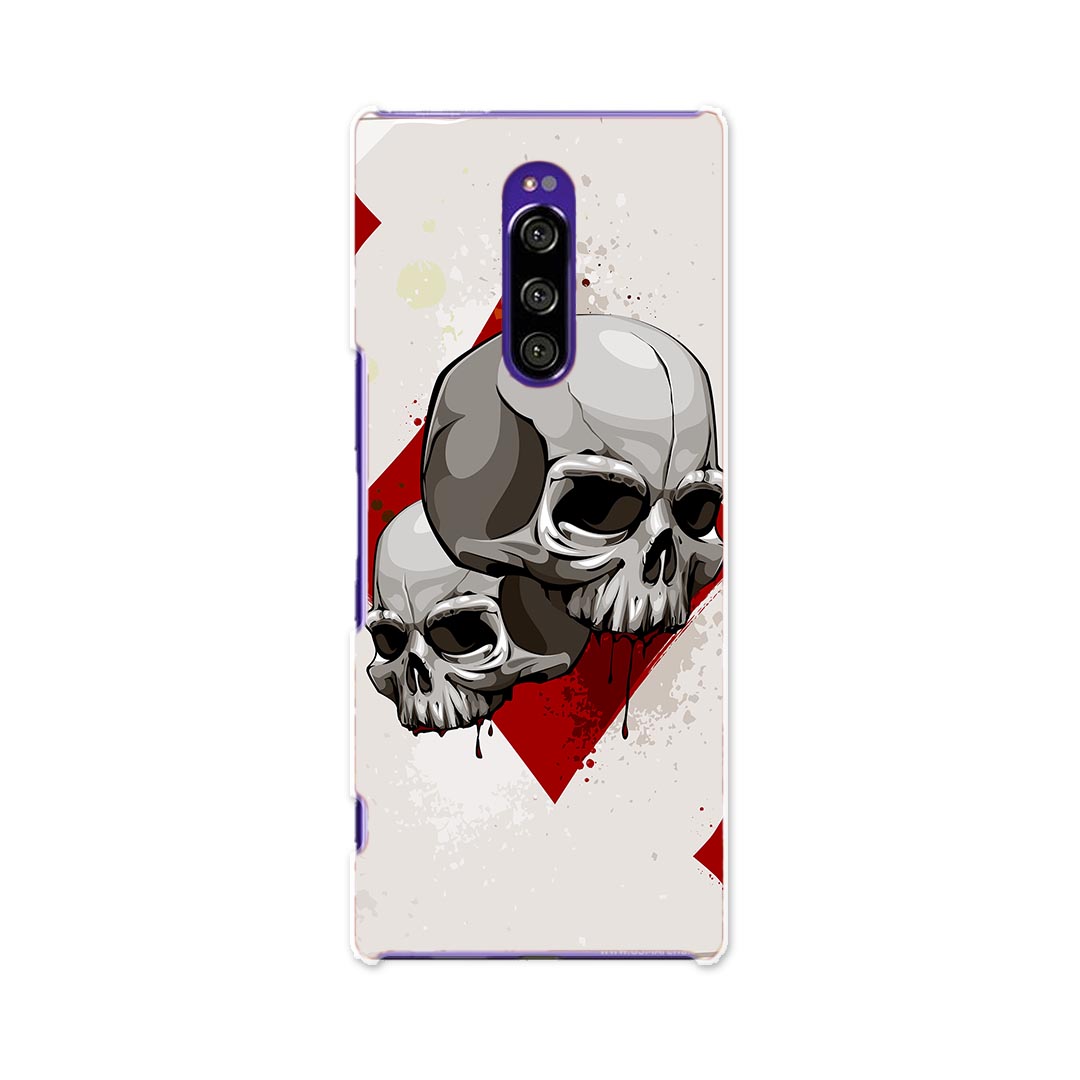 SO-03L Xperia 1 エクスペリア ワン docomo ドコモ so03l スマホ カバー 全機種対応 あり ケース スマホケース スマホカバー TPU ソフトケース 002964 ドクロ　骸骨　トランプ