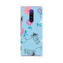 SOV40 Xperia 1 エクスペリア ワン au エーユー sov40 スマホ カバー ケース スマホケース スマホカバー TPU ソフトケース 003740 花 キャラクター 青(2)
