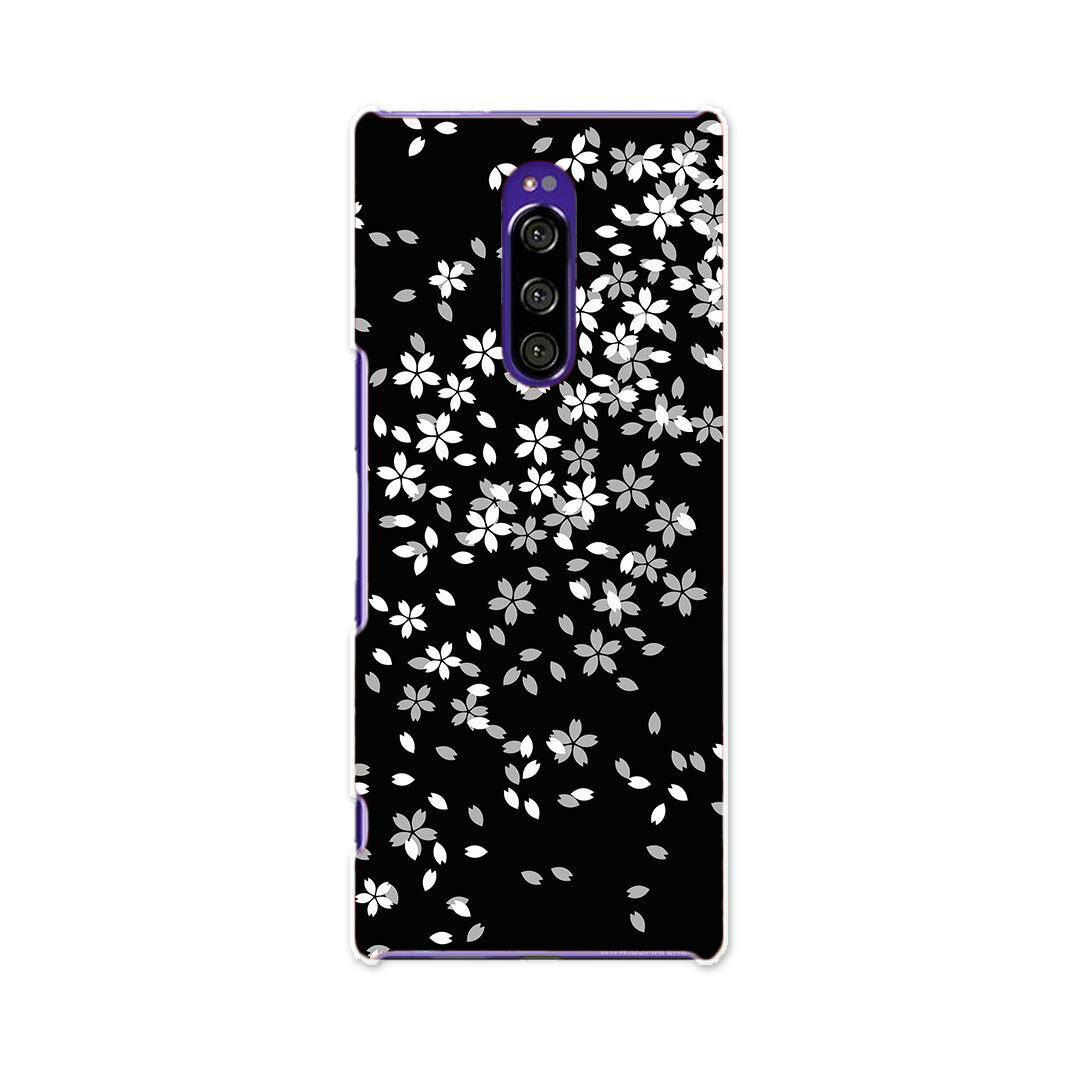 Rakuten - SOV40 Xperia 1 エクスペリア ワン au エーユー sov40 スマホ カバー ケース スマホケース スマホカバー TPU ソフトケース 004473 桜　花　黒