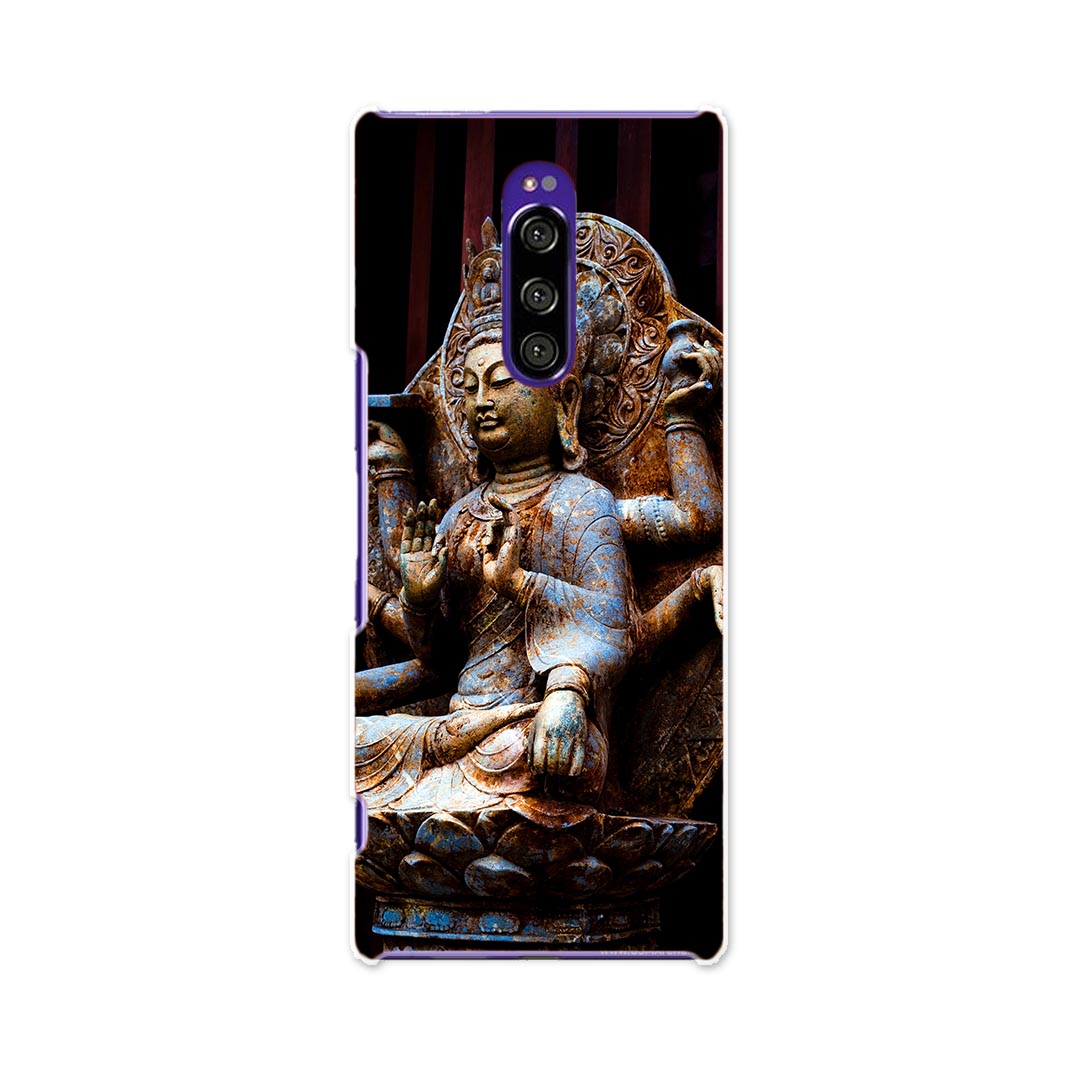 SOV40 Xperia 1 エクスペリア ワン au エーユー sov40 スマホ カバー ケース スマホケース スマホカバー TPU ソフトケース 005093 仏像　写真　黒