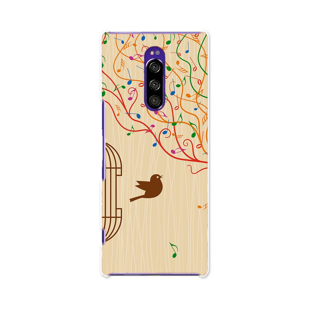 802SO Xperia 1 エクスペリア ワン softbank ソフトバンク 802so スマホ カバー ケース スマホケース スマホカバー TPU ソフトケース 005964 音符　鳥　カラフル