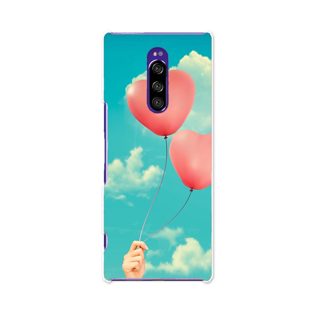 SO-03L Xperia 1 エクスペリア ワン docomo ドコモ so03l スマホ カバー 全機種対応 あり ケース スマホケース スマホカバー TPU ソフトケース 006592 写真　ハート　風船　空