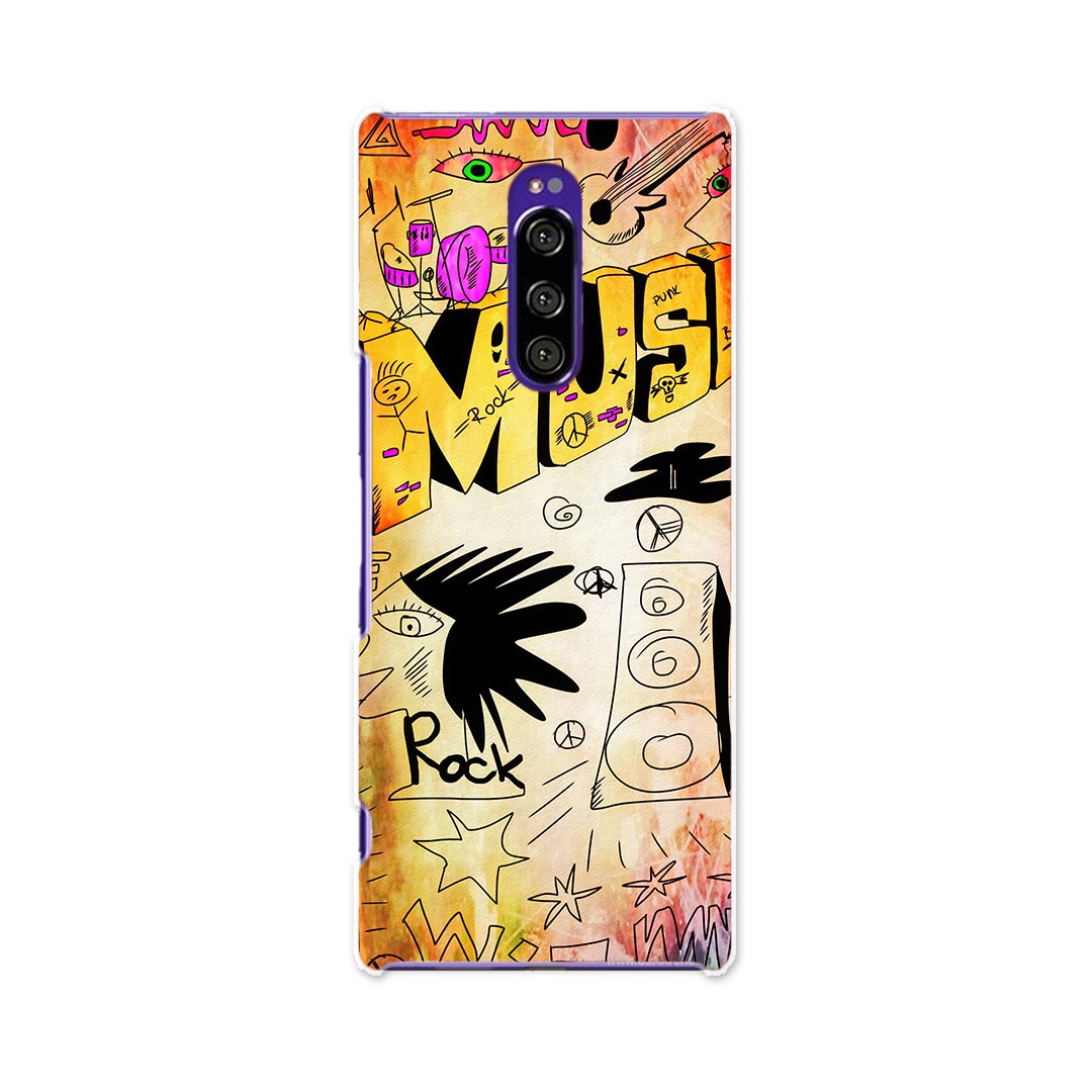 SOV40 Xperia 1 エクスペリア ワン au エーユー sov40 スマホ カバー ケース スマホケース スマホカバー TPU ソフトケース 007374 音楽　楽器　音符　イラスト