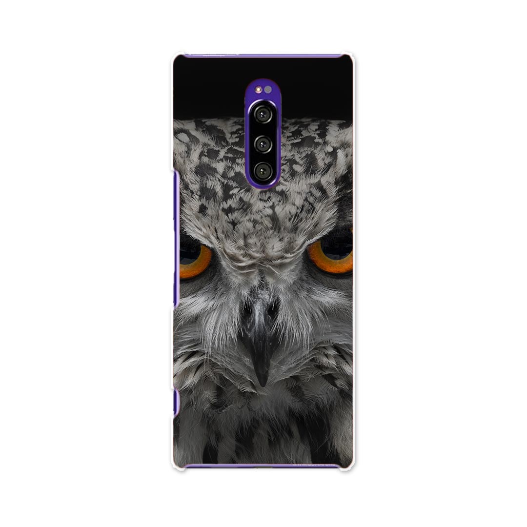 SOV40 Xperia 1 エクスペリア ワン au エーユー sov40 スマホ カバー ケース スマホケース スマホカバー TPU ソフトケース 007937 写真 フクロウ 黒 ブラック