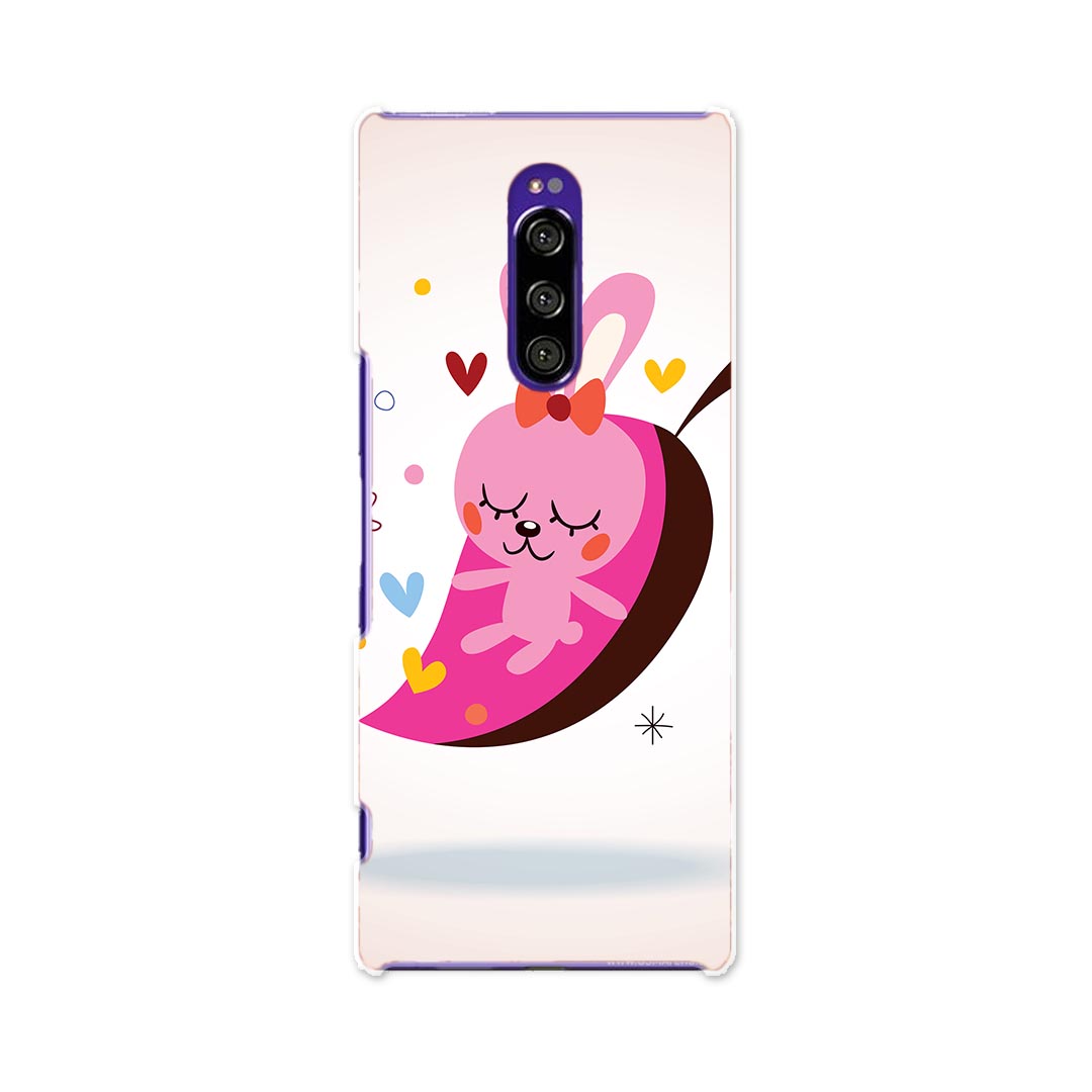 乐天商城 - SOV40 Xperia 1 エクスペリア ワン au エーユー sov40 スマホ カバー ケース スマホケース スマホカバー TPU ソフトケース 008361 ピンク　兎　うさぎ　イラスト　ハート