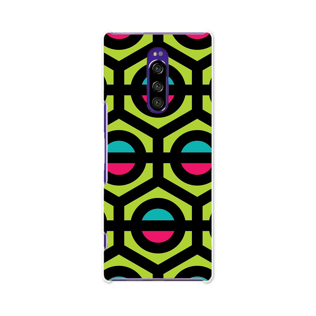 SOV40 Xperia 1 エクスペリア ワン au エーユー sov40 スマホ カバー ケース スマホケース スマホカバー TPU ソフトケース 008574 黄緑　模様　ピンク　水色(2.0)