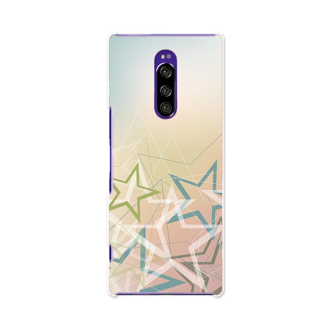 SO-03L Xperia 1 エクスペリア ワン docomo ドコモ so03l スマホ カバー 全機種対応 あり ケース スマホケース スマホカバー TPU ソフトケース 008684 星 スター 水色 レインボー