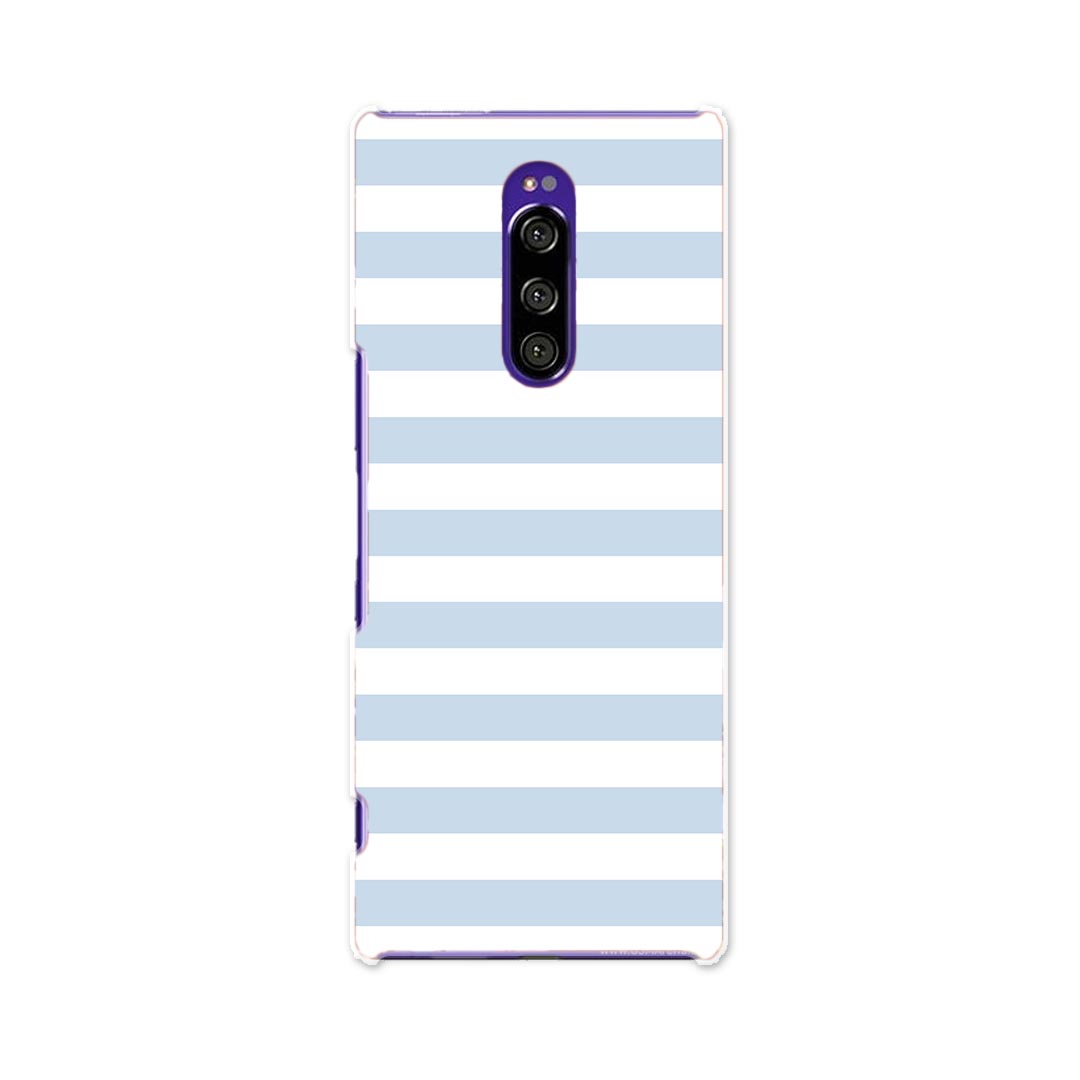 802SO Xperia 1 エクスペリア ワン softbank ソフトバンク 802so スマホ カバー ケース スマホケース スマホカバー PC ハードケース 009043 シンプル　ボーダー　青