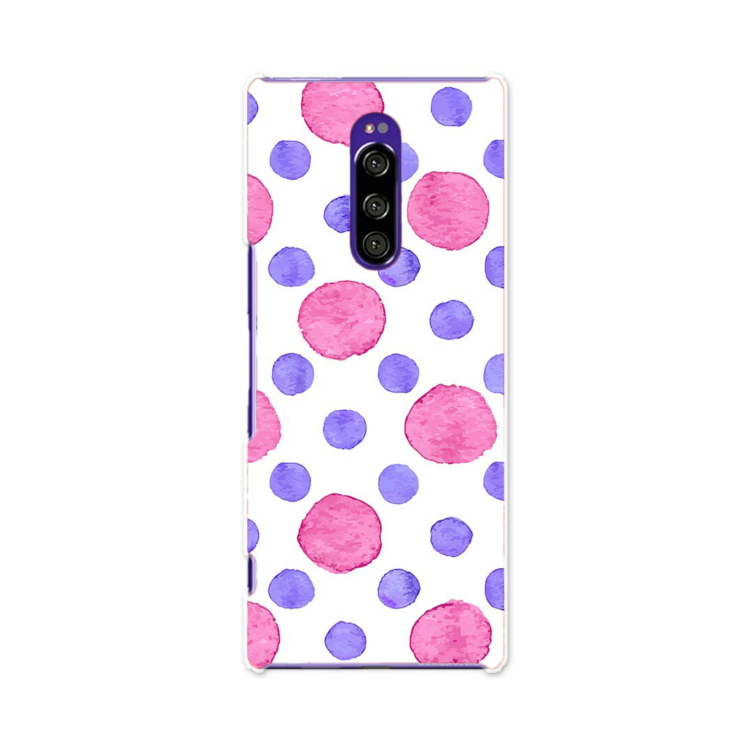SO-03L Xperia 1 エクスペリア ワン docomo ドコモ so03l スマホ カバー 全機種対応 あり ケース スマホケース スマホカバー TPU ソフトケース 010492 水玉　ドット　紫　ピンク