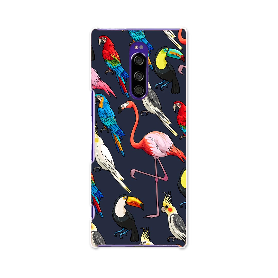 802SO Xperia 1 エクスペリア ワン softbank ソフトバンク 802so スマホ カバー ケース スマホケース スマホカバー TPU ソフトケース 010546 鳥　インコ　フラミンゴ