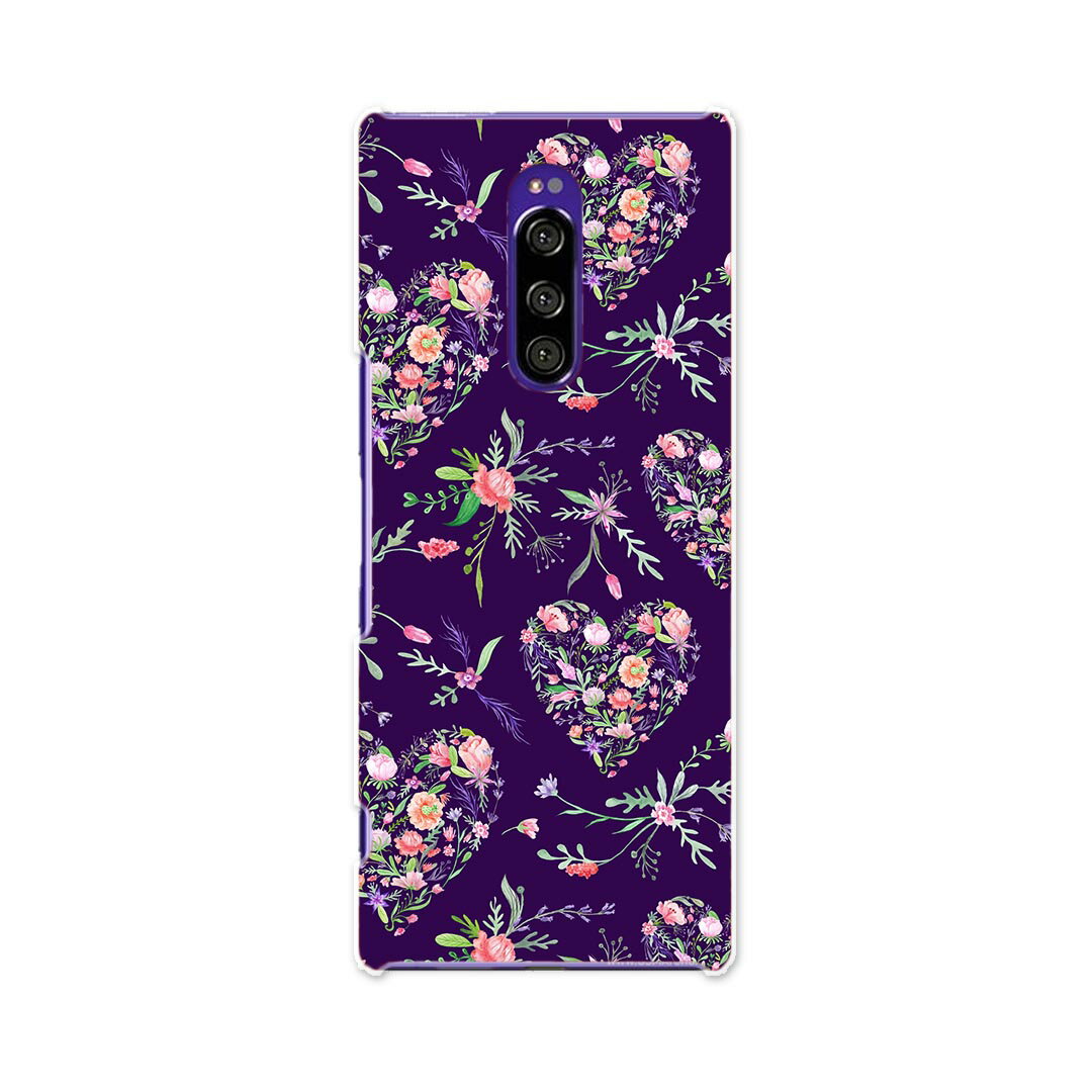 802SO Xperia 1 エクスペリア ワン softbank ソフトバンク 802so スマホ カバー ケース スマホケース スマホカバー PC ハードケース 011880 ハート 模様 花