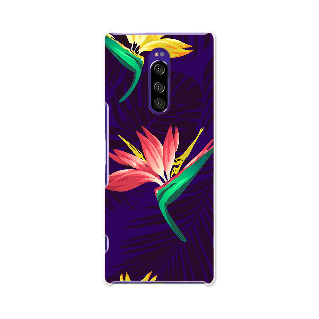 樂天商城 - SOV40 Xperia 1 エクスペリア ワン au エーユー sov40 スマホ カバー ケース スマホケース スマホカバー TPU ソフトケース 012145 花　植物　ネイビー