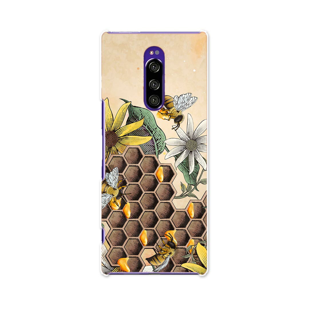 802SO Xperia 1 エクスペリア ワン softbank ソフトバンク 802so スマホ カバー ケース スマホケース スマホカバー TPU ソフトケース 015760 花　ひまわり　蜂　昆虫　植物