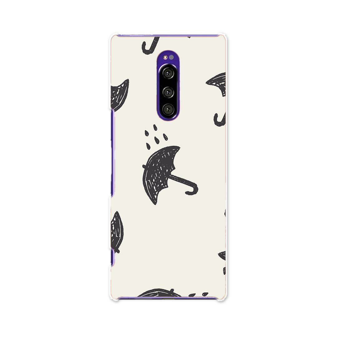 SOV40 Xperia 1 エクスペリア ワン au エーユー sov40 ケース スマホケース スマホカバー PC ハードケース 016360 傘　模様　雨