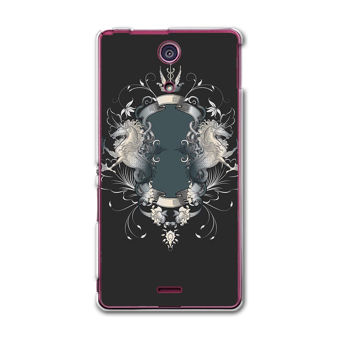 SO-04E XPERIA A エクスペリア so04e docomo ドコモ スマホ カバー スマホケース スマホカバー PC ハードケース 馬 黒 エンブレム ユニーク 000007
