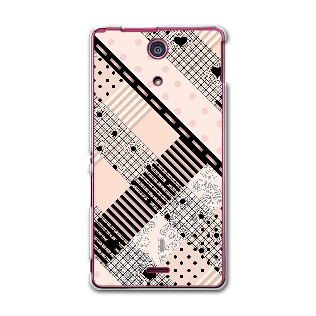 SO-04E XPERIA A エクスペリア so04e docomo ドコモ スマホ カバー スマホケース スマホカバー PC ハードケース ハート 黒 ブラック ピンク 模様 チェック ボーダー 008019