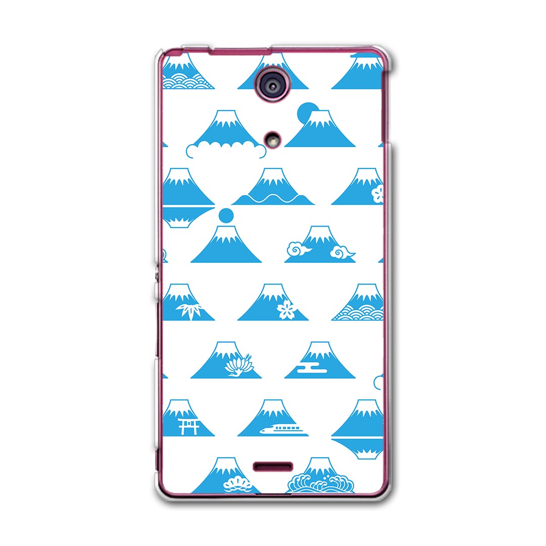 SO-04E XPERIA A エクスペリア so04e docomo ドコモ スマホ カバー スマホケース スマホカバー PC ハードケース 青 ブルー 富士山 模様 チェック ボーダー 008274