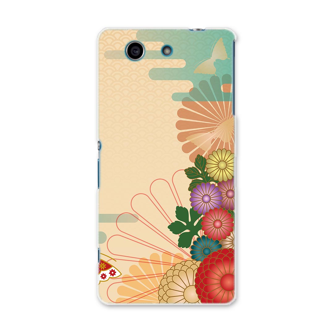 SO-04G Xperia A4 エクスペリア so04g docomo ドコモ スマホ カバー スマホケース スマホカバー PC ハードケース 和柄 菊 蓮 花 赤 フラワー 000166