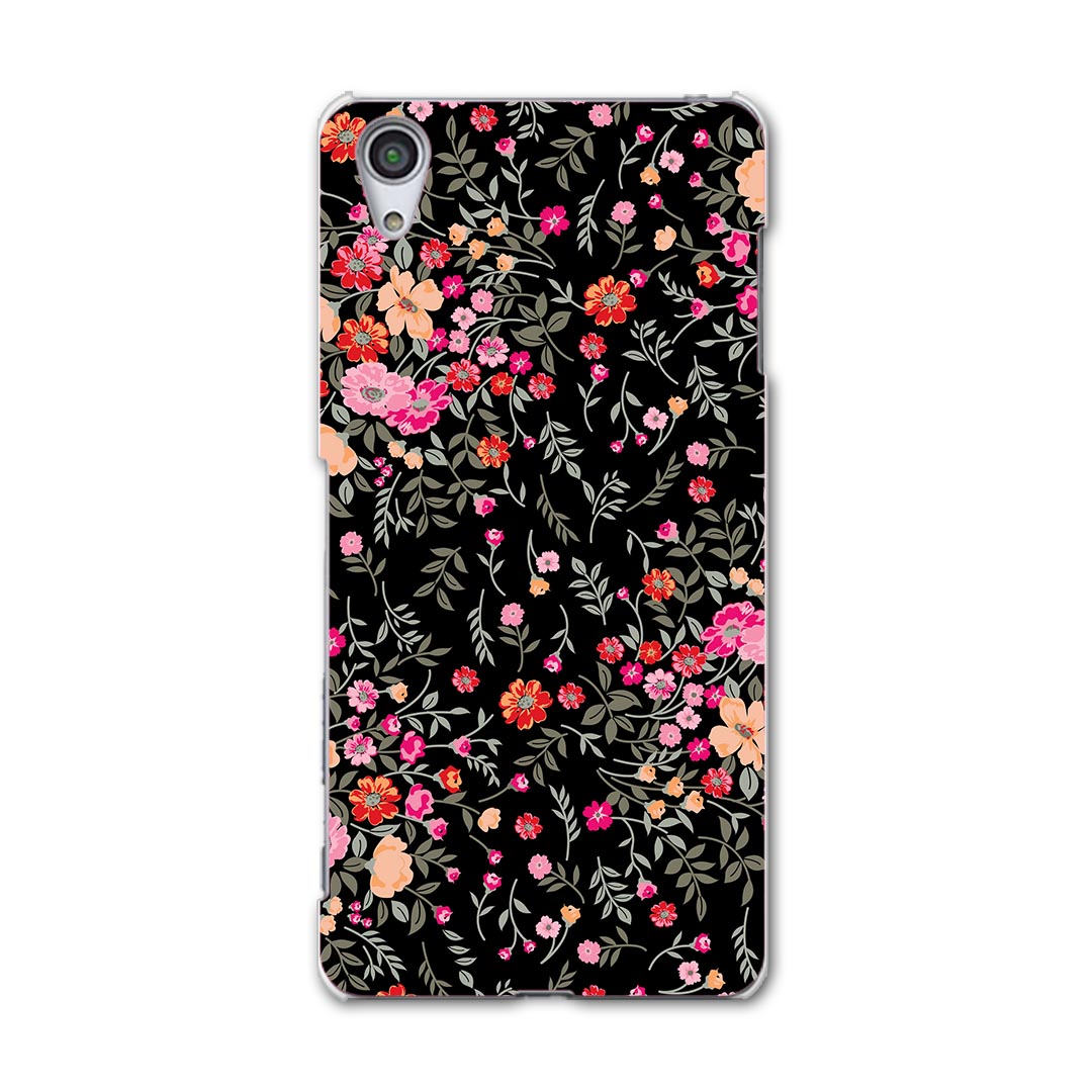 SOV33 スマホ カバー SOV33 ケース スマホケース スマホカバー TPU ソフトケース Xperia X Performance エクスペリア X パフォーマンス 花 ピンク 黒 フラワー ラブリー 004648 Sony ソニー au エーユー