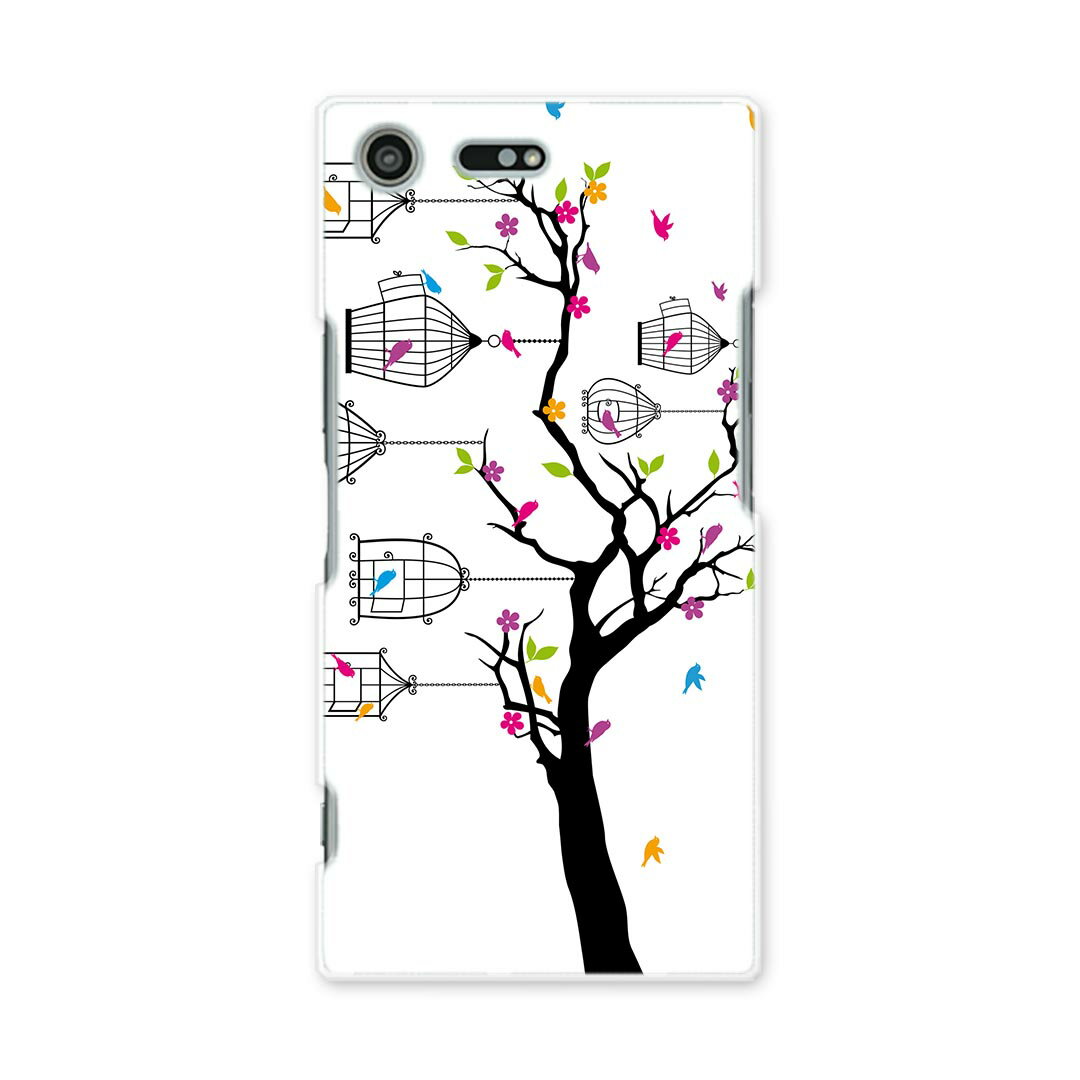 SO-04J Xperia XZ Premium エクスペリア XZ プレミアム so04j docomo ドコモ スマホ カバー スマホケース スマホカバー PC ハードケース 鳥 フラワー カラフル 010011