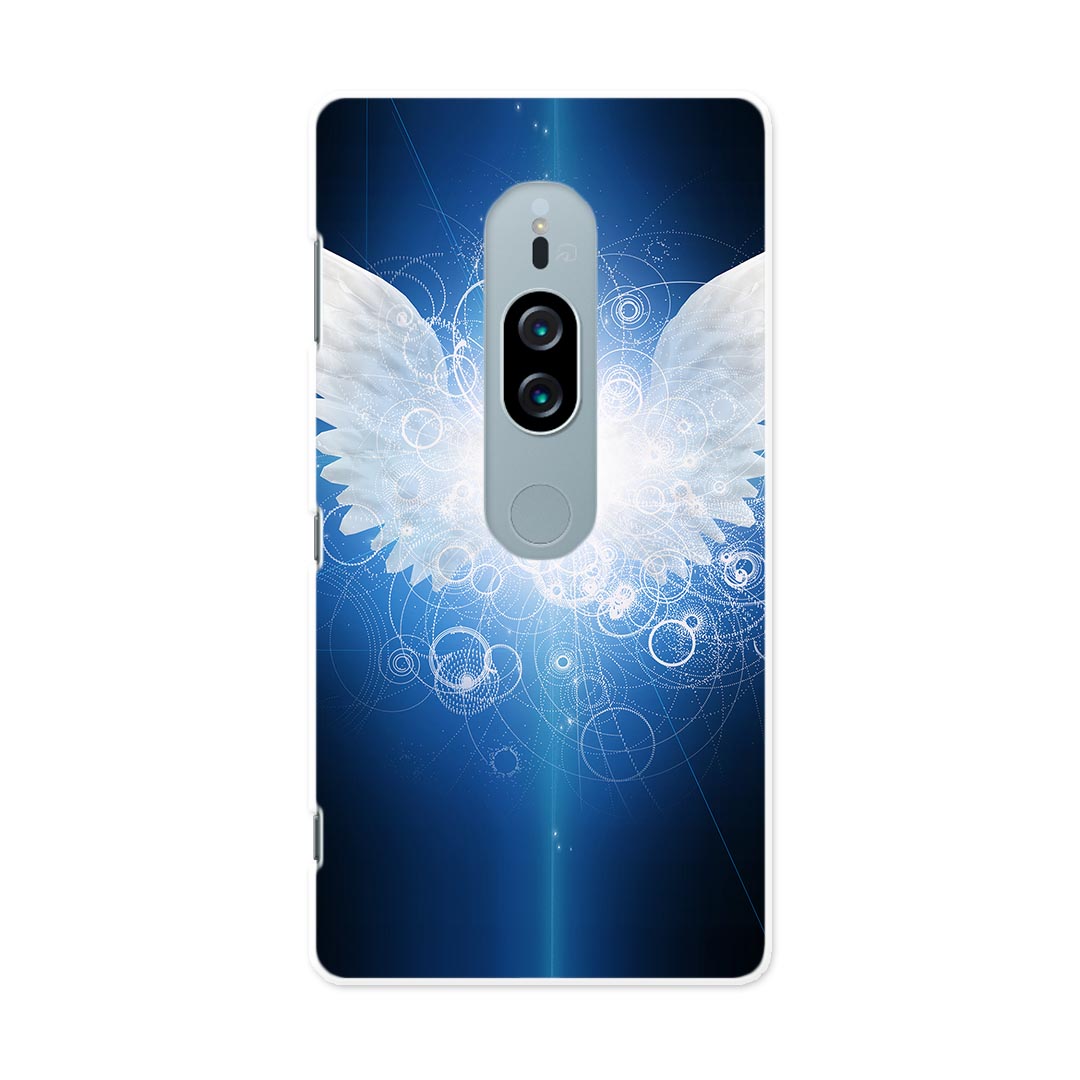 SOV38 Xperia XZ2 Premium エクスペリア エックスゼットツー プレミアム au エーユー スマホ カバー スマホケース スマホカバー PC ハードケース 007870 羽根 はね 青 ブルー