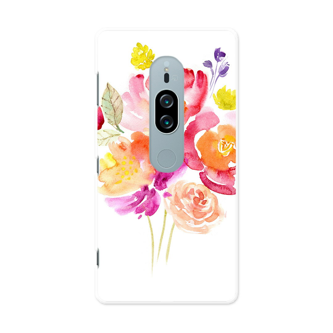 SO-04K Xperia XZ2 Premium エクスペリア エックスゼットツー プレミアム docomo so04k ドコモ スマホ カバー スマホケース スマホカバー PC ハードケース 009487 フラワー 水彩 赤 ピンク