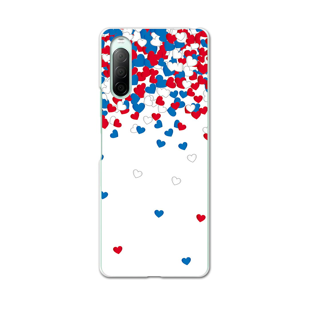 Xperia 10 II SO-41A 専用ハードケース sov43 so41a 共通対応 スマホカバー カバー ケース pc ハード ケース 008251 ハート　赤　レッド　青　ブルー　模様