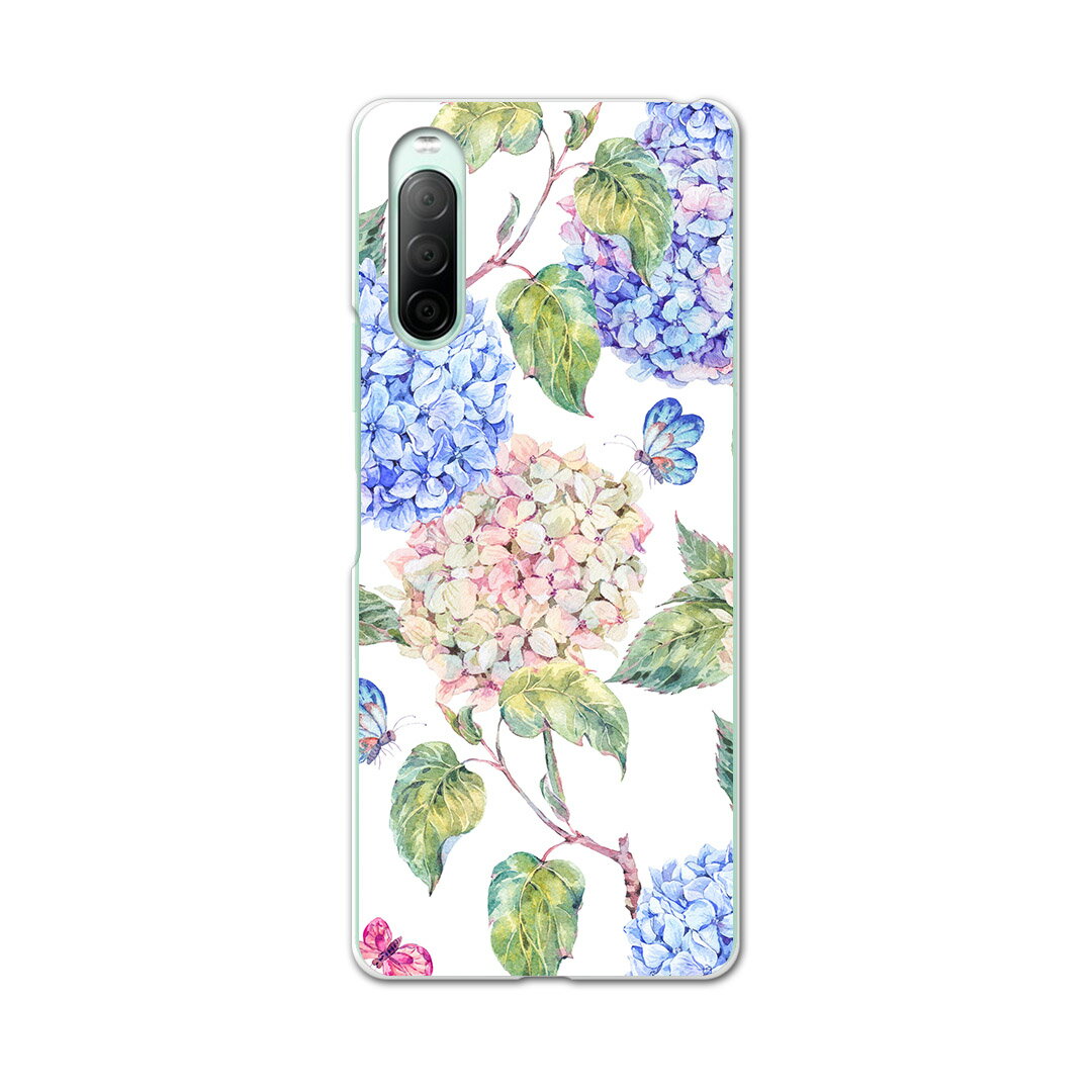 Xperia 10 II SO-41A 専用ハードケース sov43 so41a 共通対応 スマホカバー カバー ケース pc ハード ケース 014672 花　　アジサイ