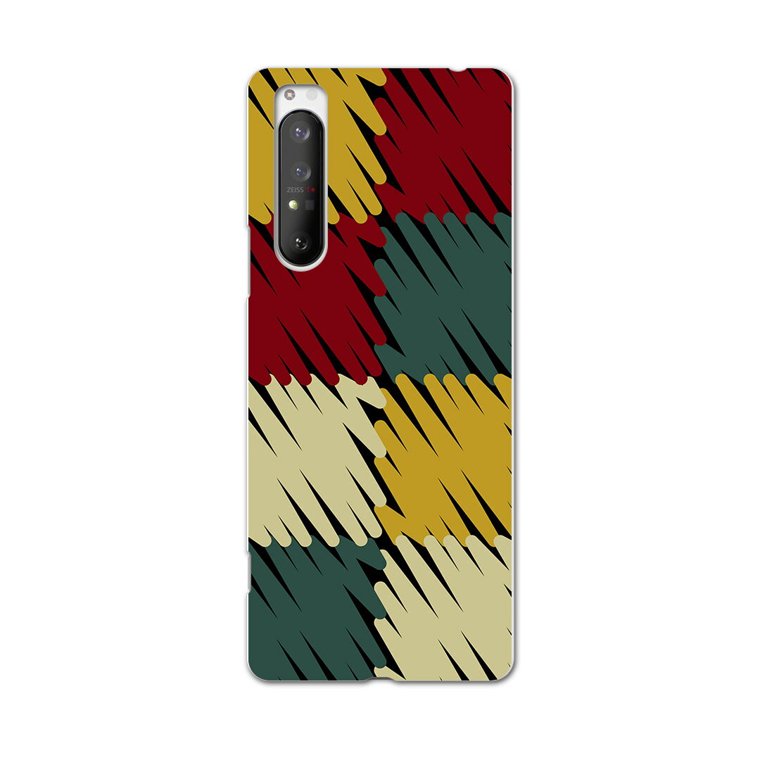 Xperia 1 II SO-51A エクスペリアワンマークツー so51a ドコモ docomo スマホ カバー ケース スマホケース スマホカバー PC ハードケース 000458 クレヨン　市松模様