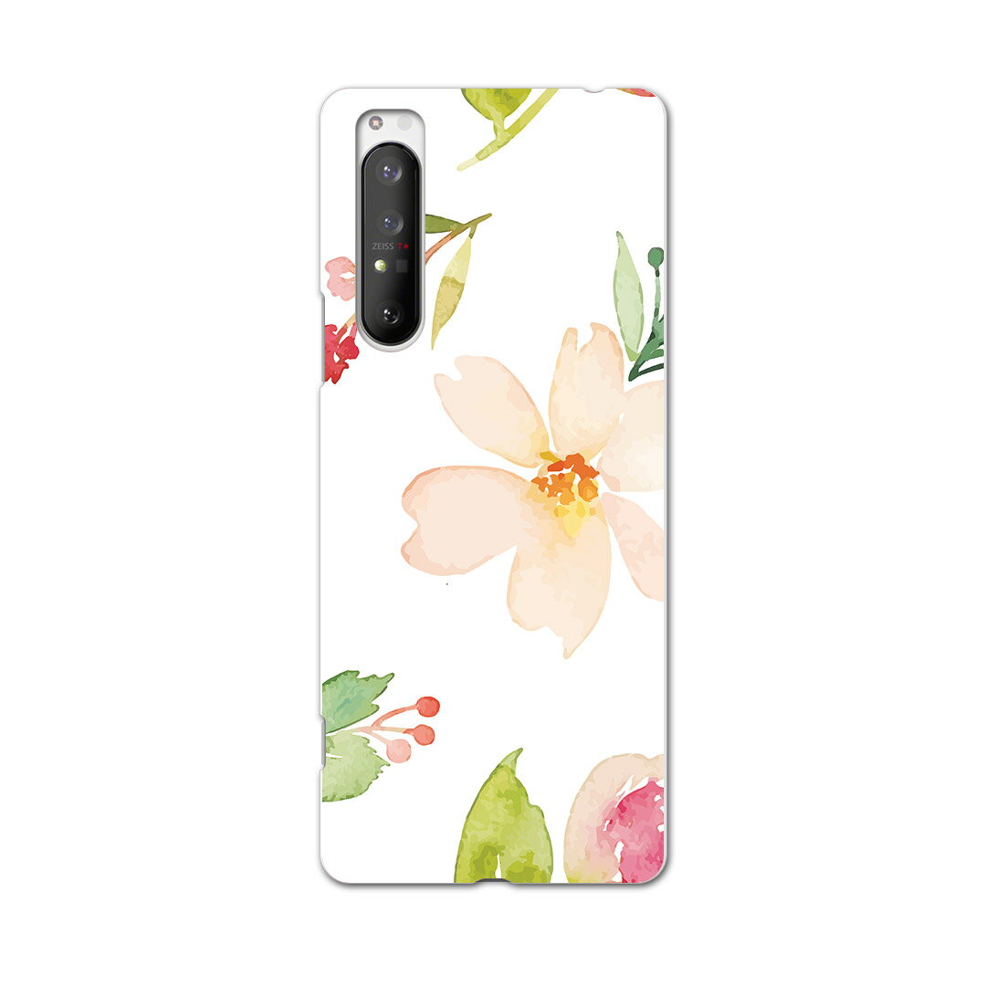 Xperia 1 II SOG01 エクスペリアワンマークツー sog01 au エーユー スマホ カバー ケース スマホケース スマホカバー PC ハードケース 012313 花　花柄　白(2.0)