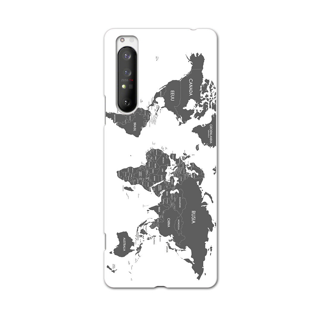 Rakuten - Xperia 1 II SOG01 エクスペリアワンマークツー sog01 au エーユー スマホ カバー ケース スマホケース スマホカバー PC ハードケース 015995 世界地図　wordmap　黒