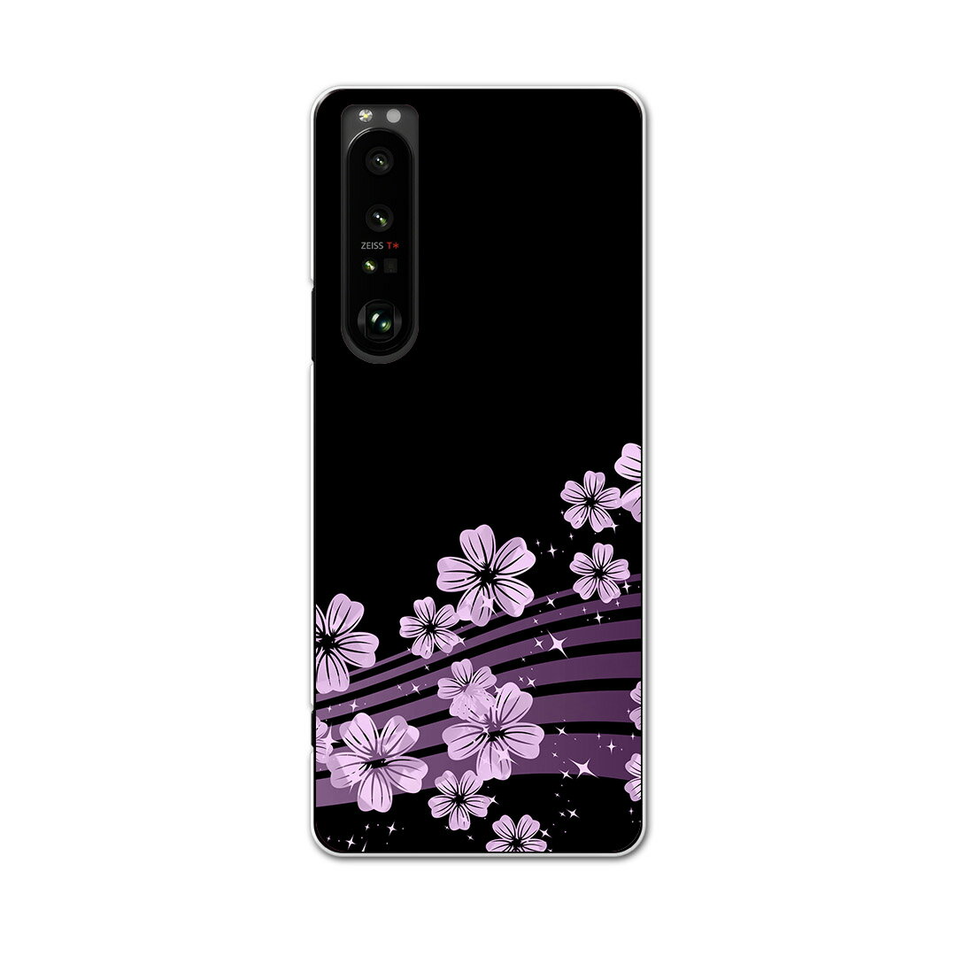 Mobile Phone - SO-51B Xperia 1 III エクスペリア ソニー SONY docomo ドコモスマホ カバー ケース スマホケース スマホカバー PC ハードケース 000051 黒　和柄　桜