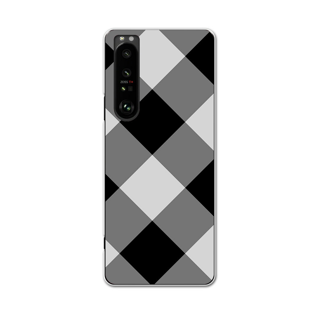 樂天商城 - SOG03 SONY Xperia 1 III エクスペリア ソニー au エーユー スマホ カバー ケース スマホケース スマホカバー PC ハードケース 003737 チェック　白　黒