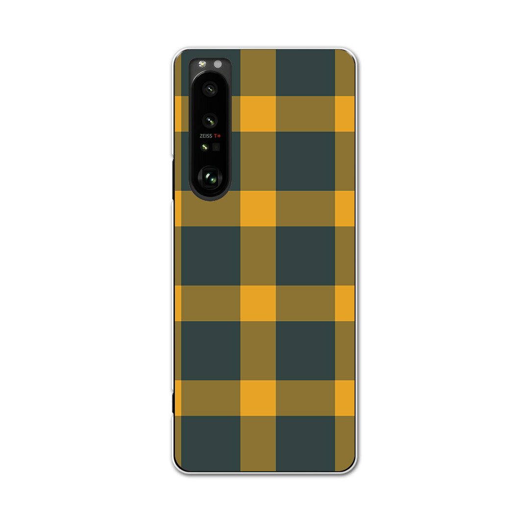樂天商城 - SOG03 SONY Xperia 1 III エクスペリア ソニー au エーユー スマホ カバー ケース スマホケース スマホカバー PC ハードケース 004413 チェック　模様　黄色