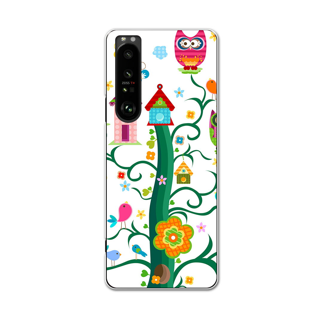 SO-51B Xperia 1 III エクスペリア ソニー SONY docomo ドコモスマホ カバー ケース スマホケース スマホカバー PC ハードケース 007308 フクロウ　カラフル　イラスト　鳥
