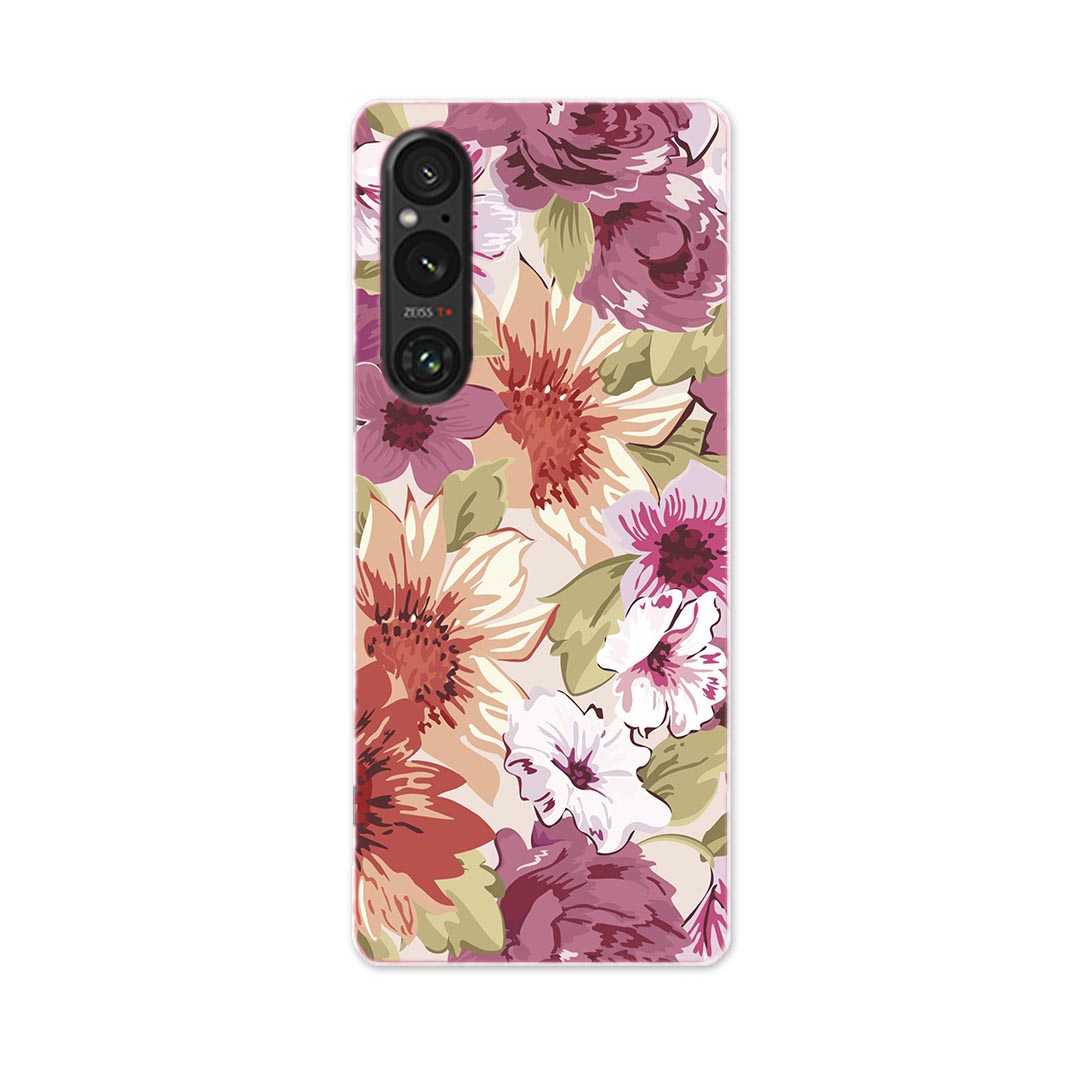 Rakuten - Xperia 1 V SO-51D SOG10 XQ-DQ44 専用 ケース 共通対応 so51d igcase スマホカバー カバー ケース pc ハードケース 000749 花　リーフ