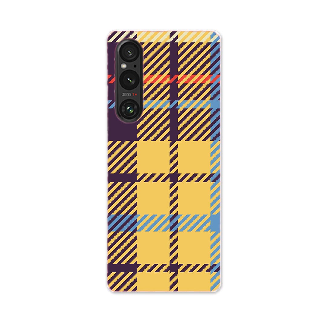 Mobile Phone Cases - Xperia 1 V SO-51D SOG10 XQ-DQ44 専用 ケース 共通対応 so51d igcase スマホカバー カバー ケース pc ハードケース 007427 チェック　模様　黄色　イエロー