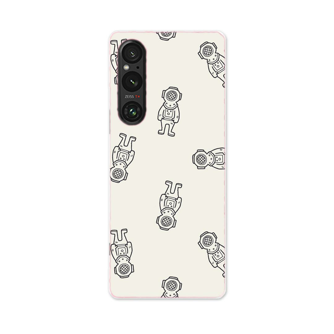 Mobile Phone Cases - Xperia 1 V SO-51D SOG10 XQ-DQ44 専用 ケース 共通対応 so51d igcase スマホカバー カバー ケース pc ハードケース 010715 宇宙　飛行士　イラスト