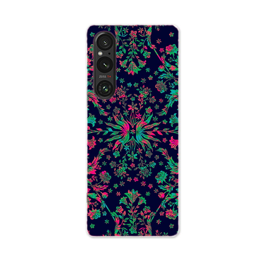 Xperia 1 V SO-51D SOG10 XQ-DQ44 専用 ケース 共通対応 so51d igcase スマホカバー カバー ケース pc ハードケース 012277 花柄　黒　エレガント