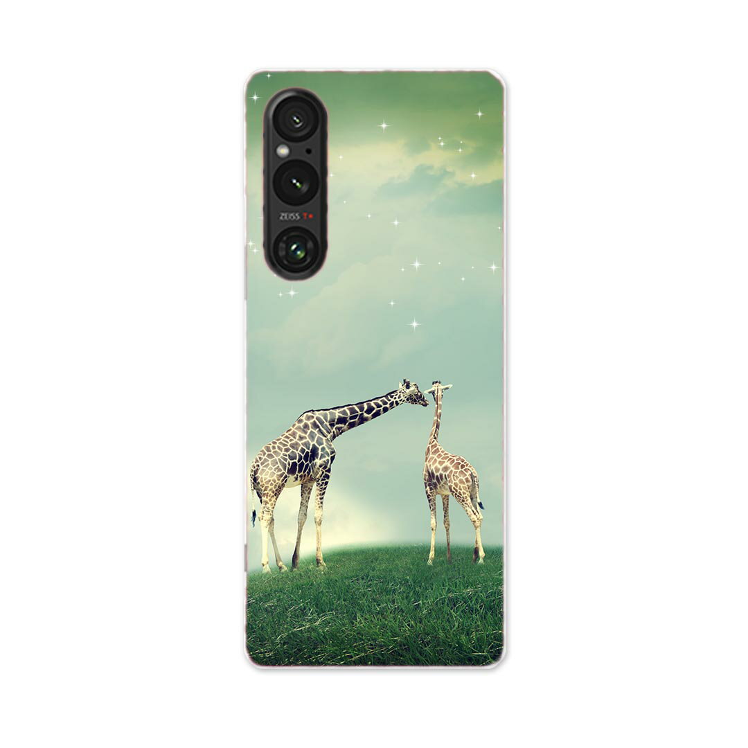 Xperia 1 V SO-51D SOG10 XQ-DQ44 専用 ケース 共通対応 so51d igcase スマホカバー カバー ケース pc ハードケース 012289 きりん　景色　空