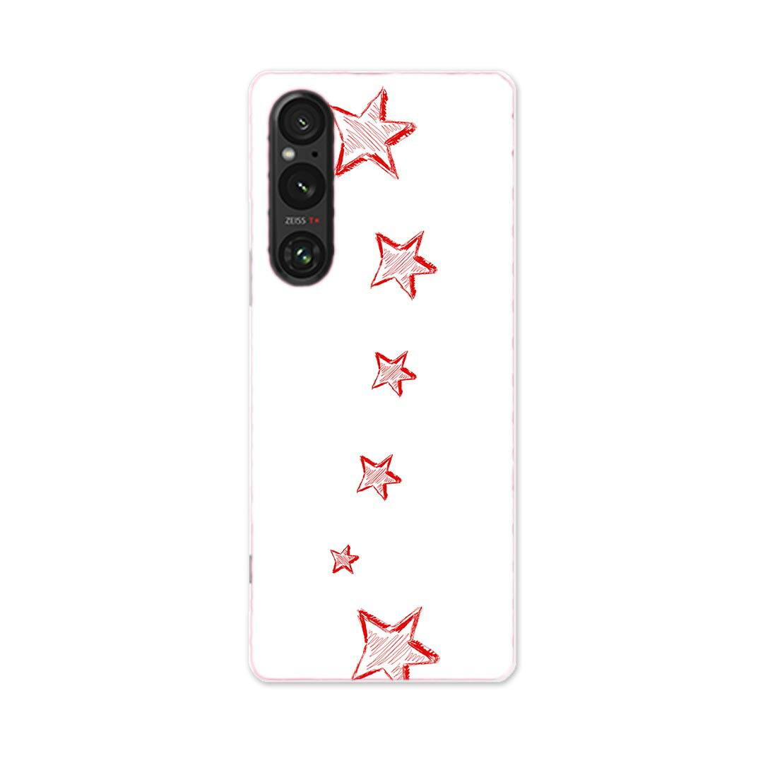 Rakuten - Xperia 1 V SO-51D SOG10 XQ-DQ44 専用 ケース 共通対応 so51d igcase スマホカバー カバー ケース pc ハードケース 014680 星　赤　イラスト