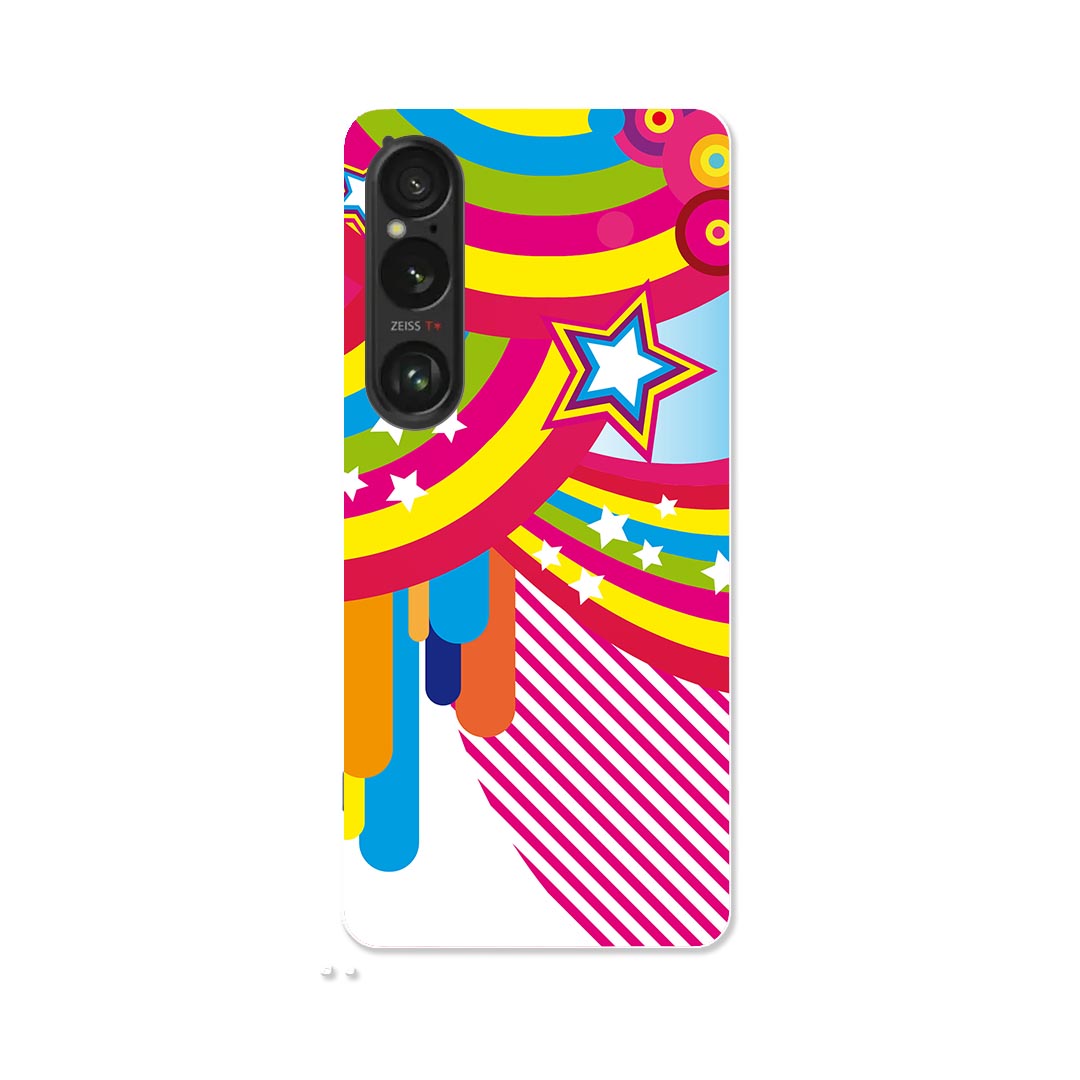 樂天商城 - Xperia 1 VI 用 ハードケース SO-51E / SOG13 / A401SO 共通対応 ハード ケース so51e 対応 ケース カバー 005824 カラフル　レインボー　星