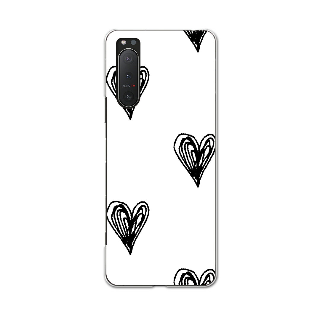 Xperia 5 II SO-52A 専用ハードケース igcase ドコモ docomo スマホカバー カバー ケース pc ハードケース 012753 ハート　白黒　モノトーン